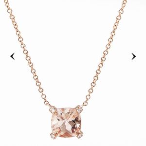David Yurman Petite Chatelaine Pendant Necklace 18K Rose Gold with Morganite